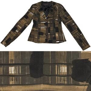 NEW Alison Sheri Printed Heavy Jersey Jacket Blazer Career Office Brown SAMPLE